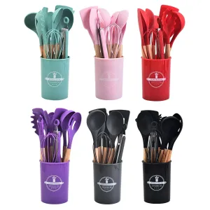 12 Piece Non Stick Silicone Utensil Set For Cooking Heat Resistant Kitchen Tools