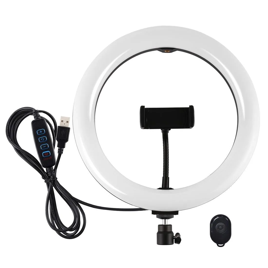 26cm USB 3 Modes Dimmable LED Ring Light with Phone Clamp | Pink