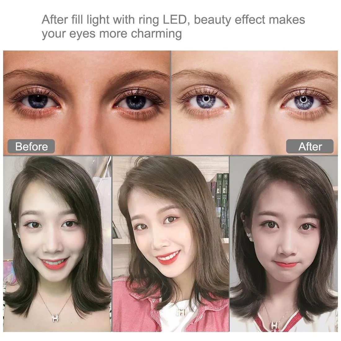 26cm USB 3 Modes Dimmable LED Ring Light with Phone Clamp | Pink