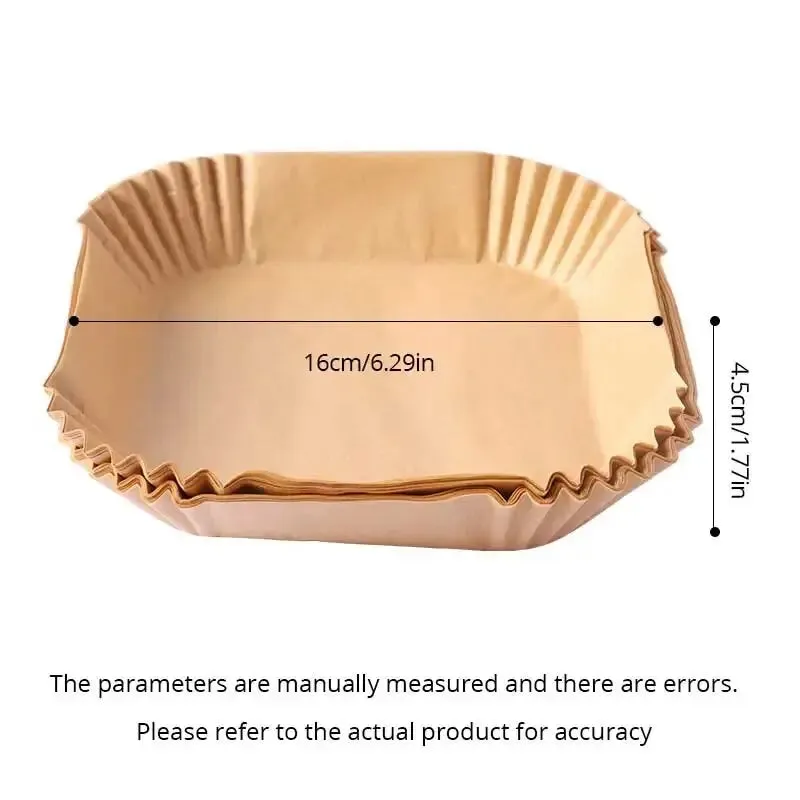 50pcs Air Fryer Parchment Paper Set for Steaming and Baking Disposable Wood Pulp Cheesecake and Air Fryer Accessories