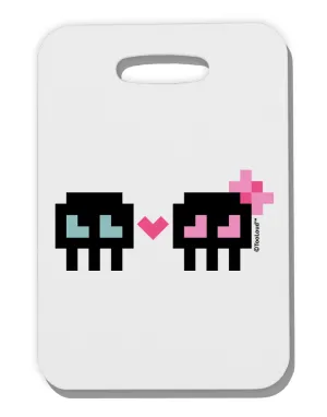8-Bit Skull Love - Boy and Girl Thick Plastic Luggage Tag