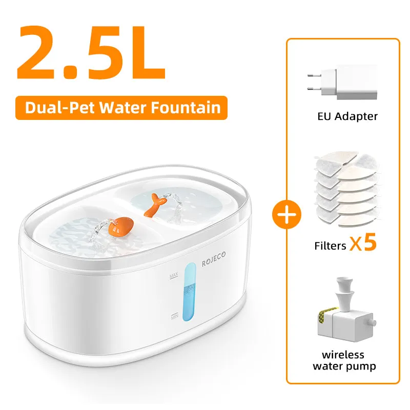 Automatic Wireless Pet Water Fountain with Dual Drinking Zones