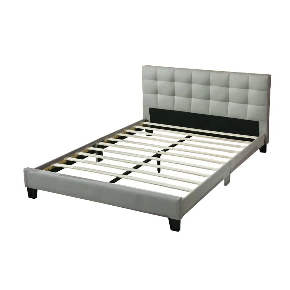 Dex Full Size Bed, Plush Tufted Upholstery, Light Gray By Casagear Home