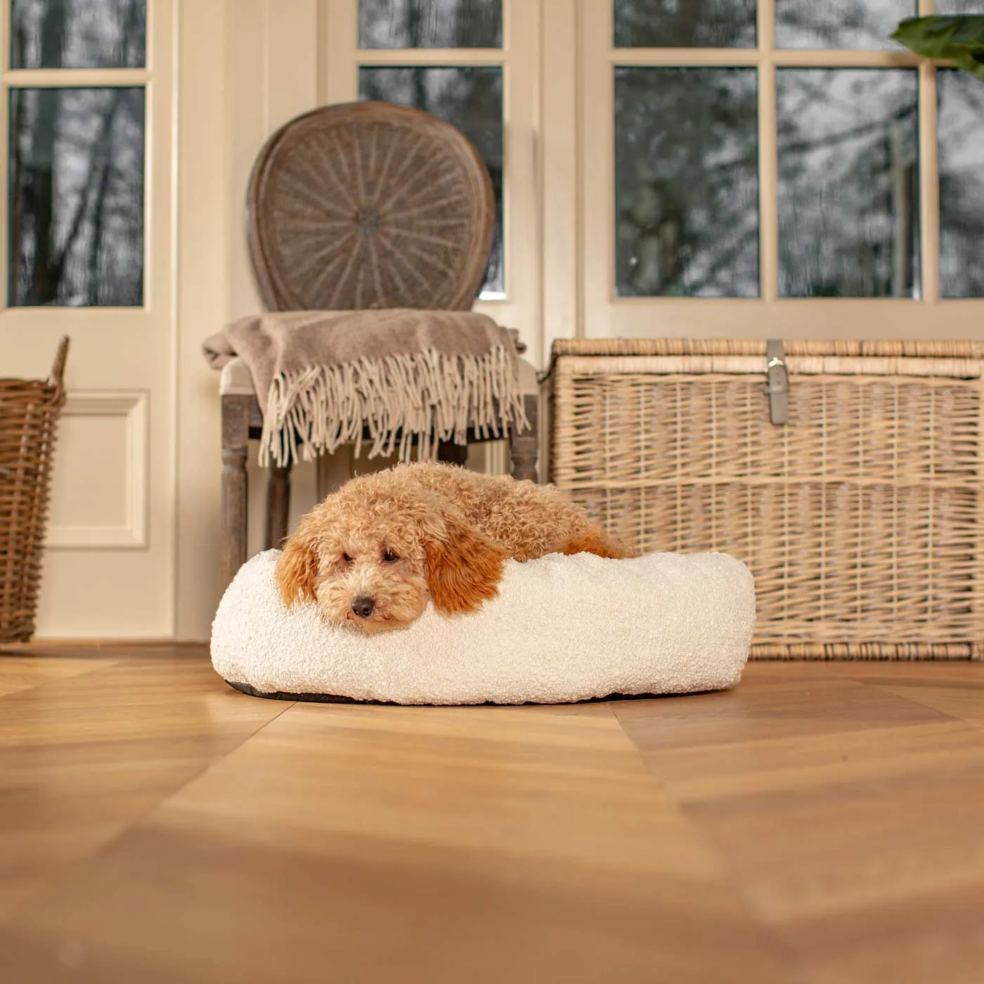 Donut Bed With Removable Covers in Ivory Bouclé by Lords & Labradors