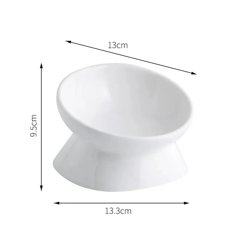 Elevated Ceramic Pet Bowl - High Foot Design for Cats & Small Dogs