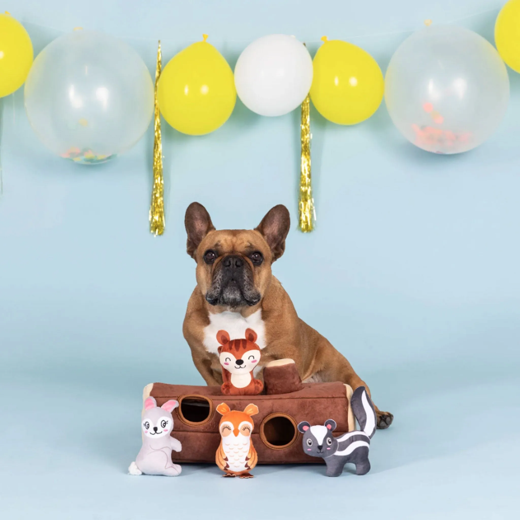 Fringe Log and Forest Animals Burrow Dog Toy