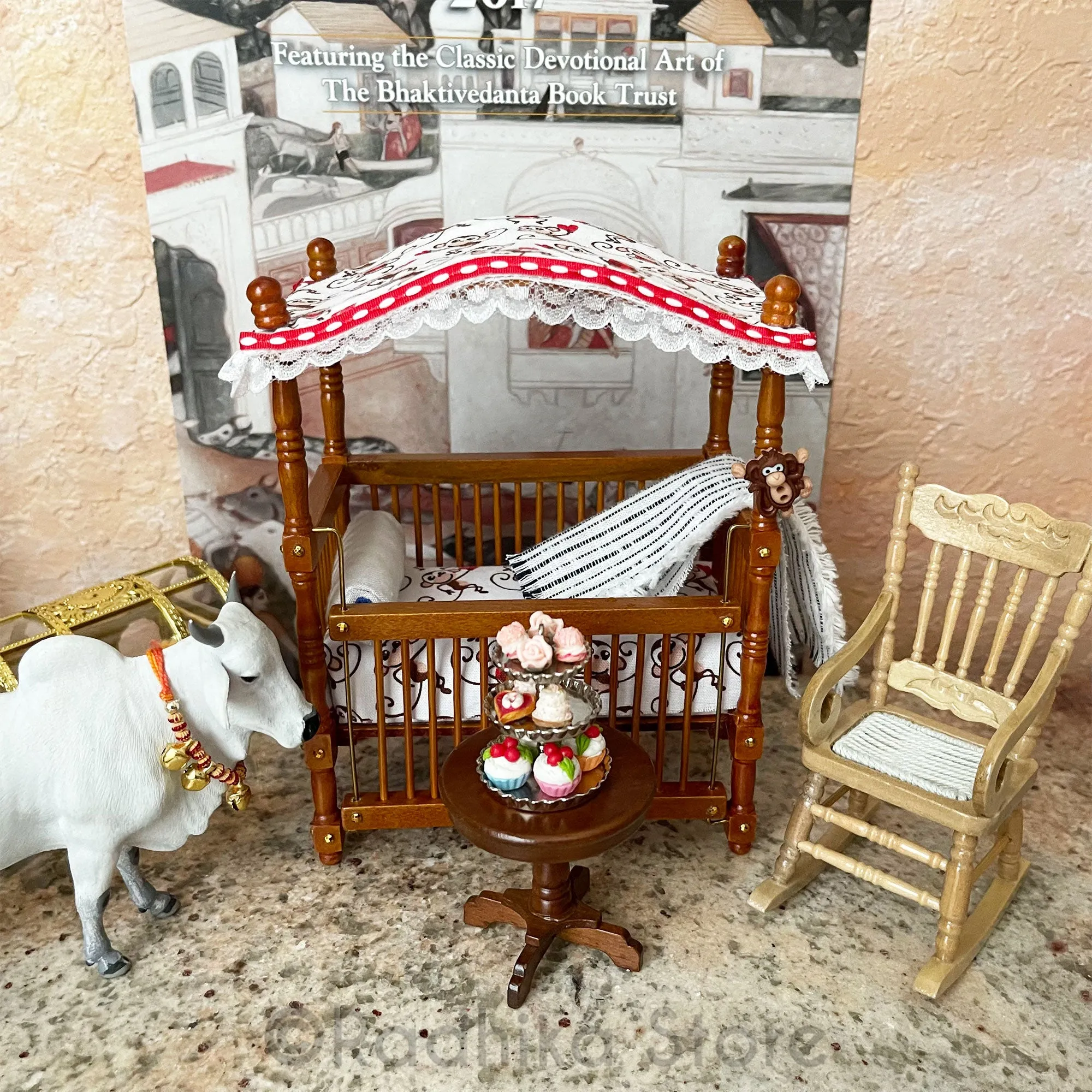 Gopal's Monkeys - Canopy Crib - Walnut Finish