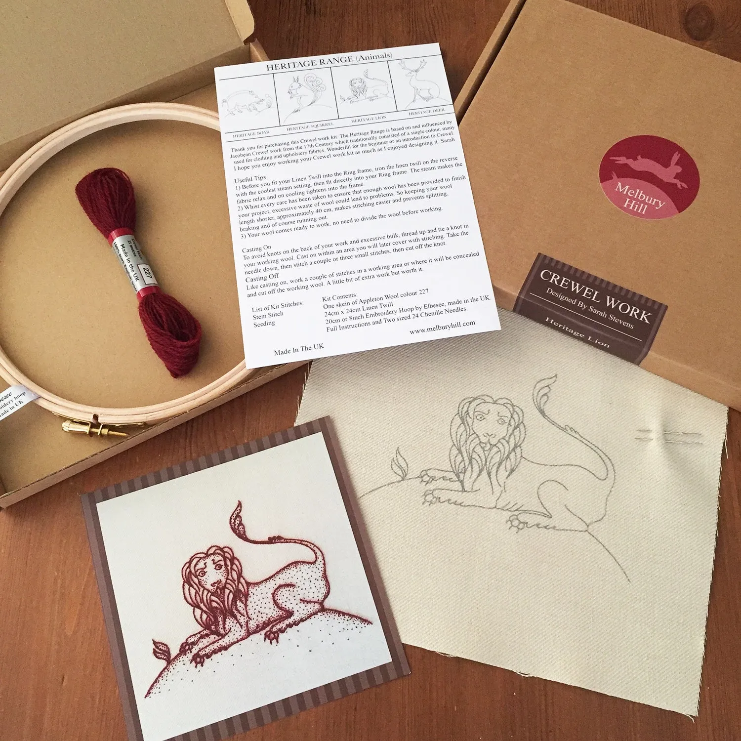 Heritage Lion Jacobean Crewel Embroidery Kit