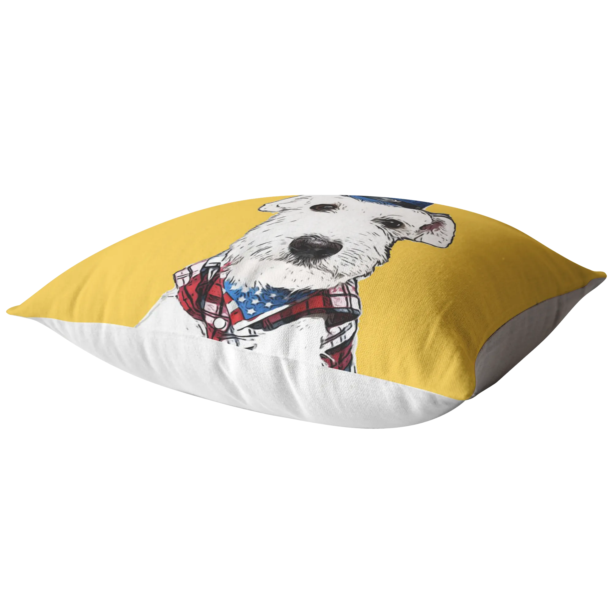 Howdy Y'all White Schnauzer Cowboy Yellow Pillow