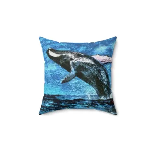 Humpback Whale  Spun Polyester Throw Pillow