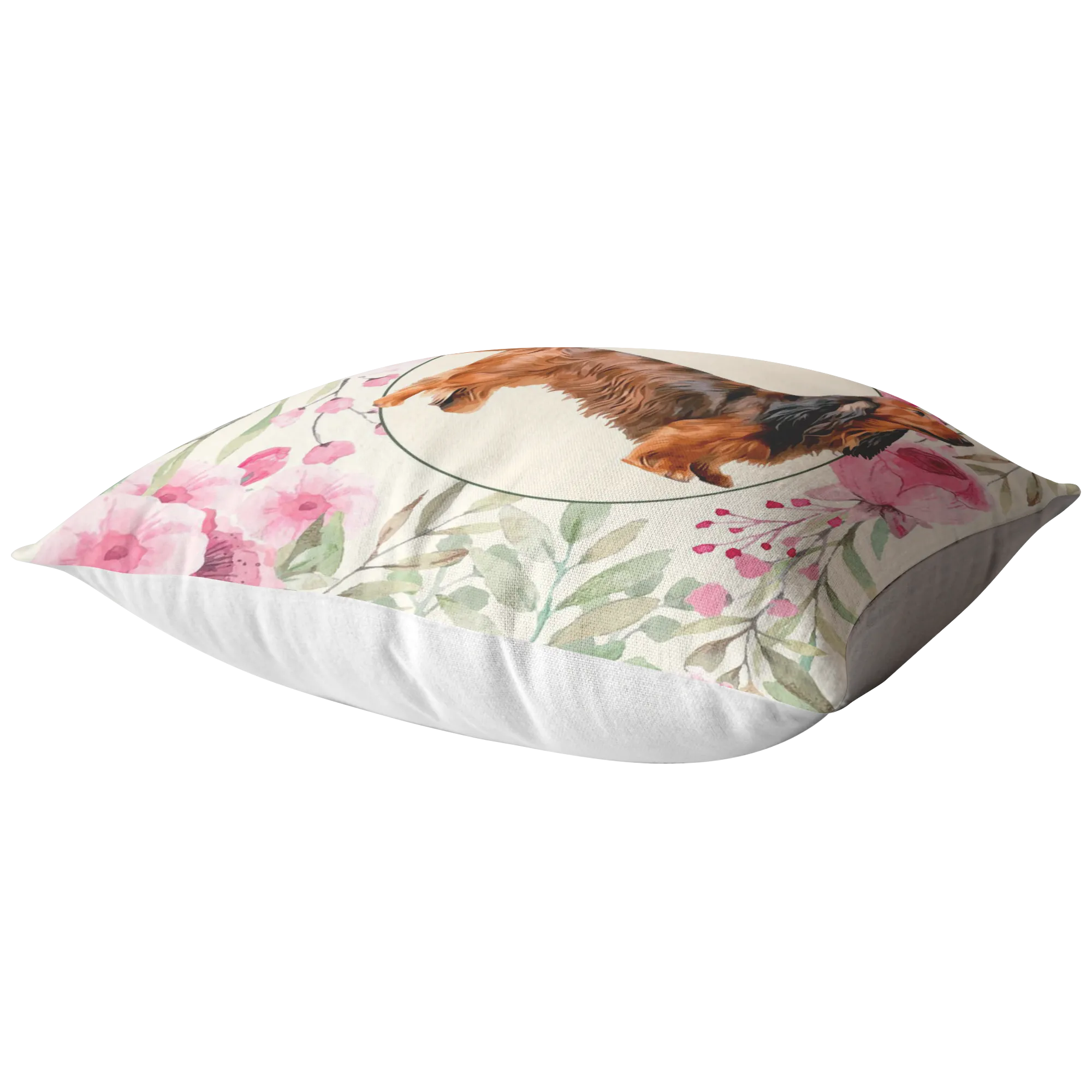 Long Haired Dachshund - Roses Garden Pillow