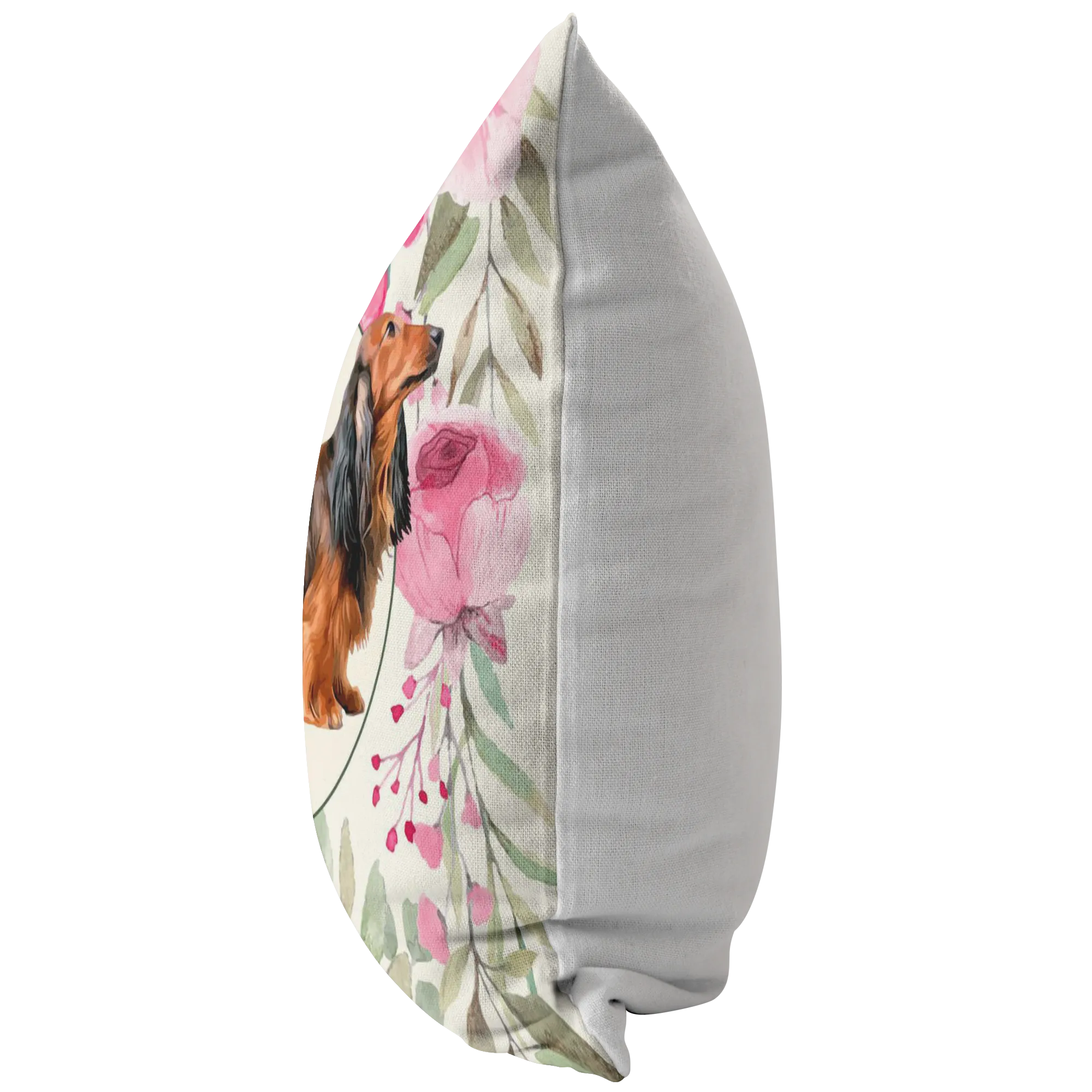 Long Haired Dachshund - Roses Garden Pillow