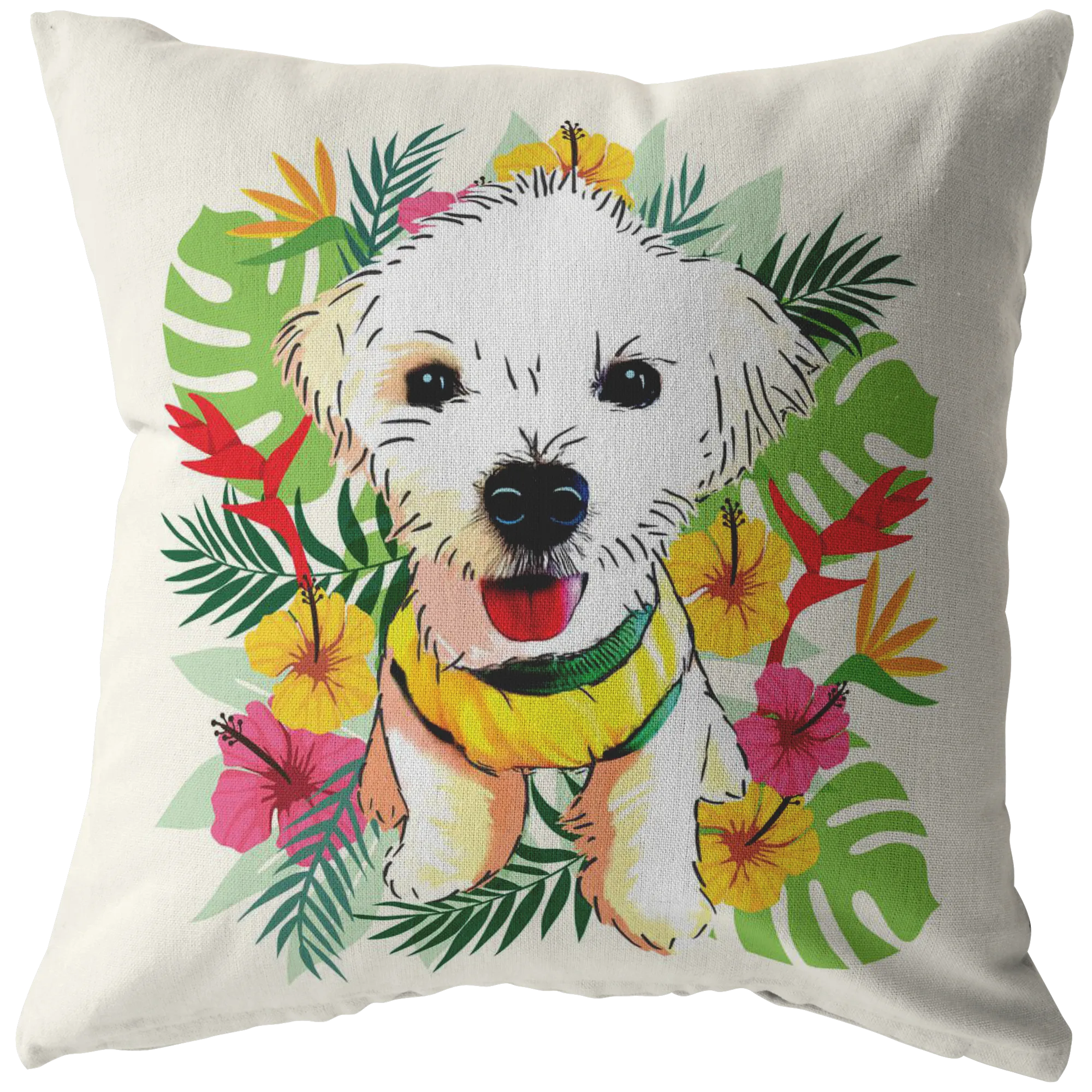 Maltese - Tropical Style Pillow