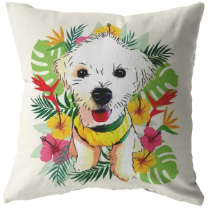 Maltese - Tropical Style Pillow