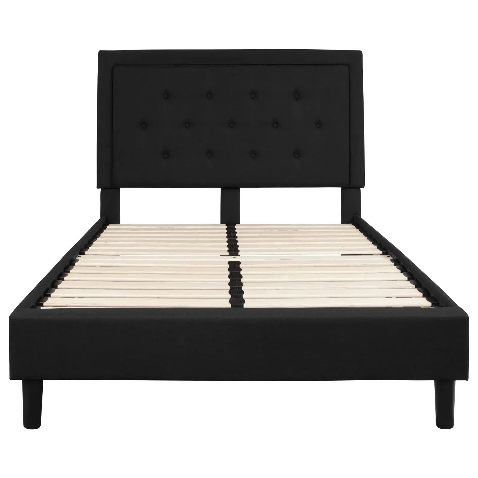 Marcelia Tufted Upholstered Platform Bed, Black (Full)