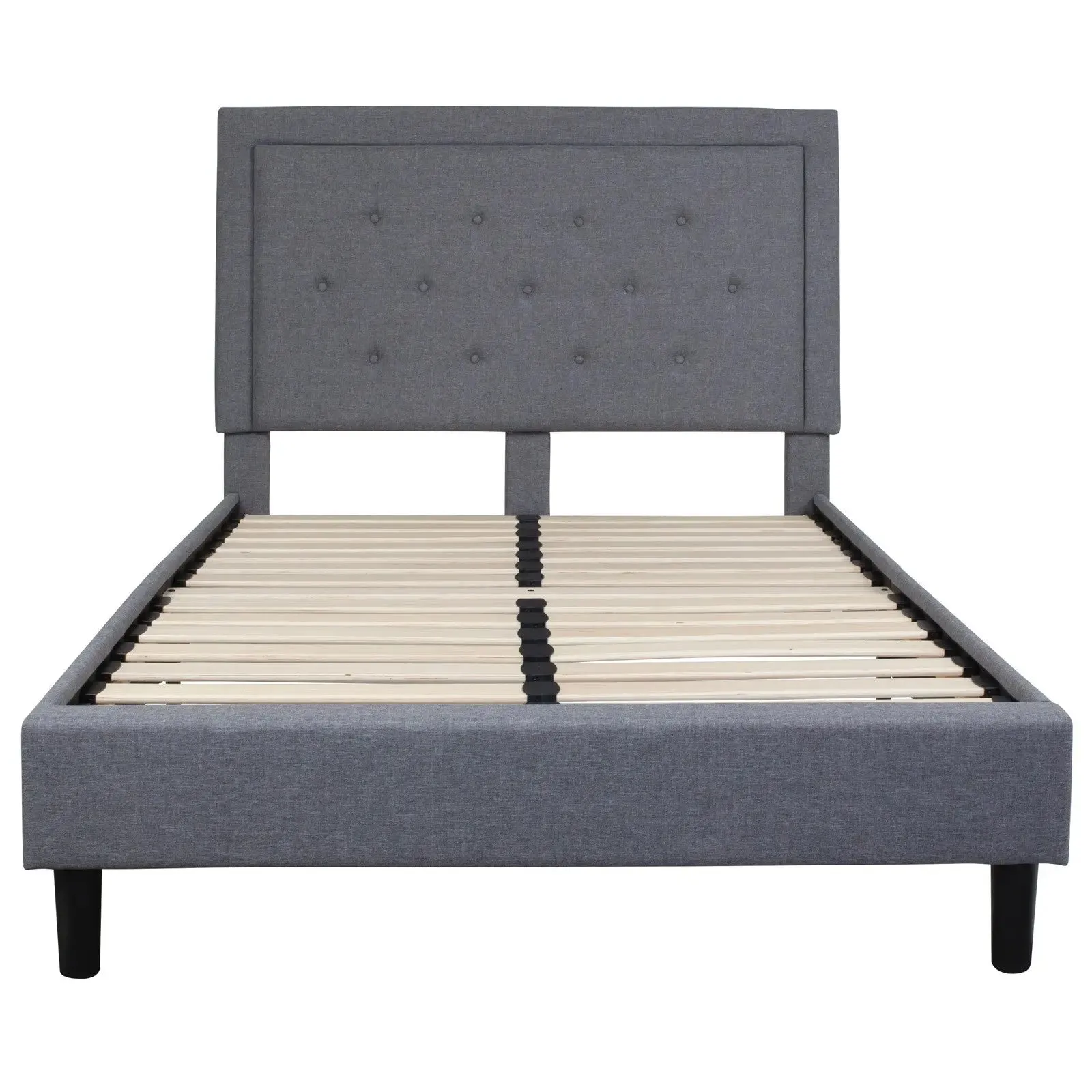 Marcelia Tufted Upholstered Platform Bed, Light Gray (Full)
