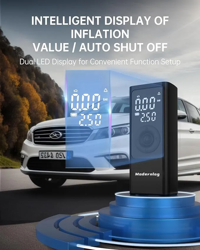 Portable Air Compressor, Tire Inflator Pump Cordless 150PSI with 6000mAh Digital Pressure Gauge 3X Fast Inflation Air Compressor