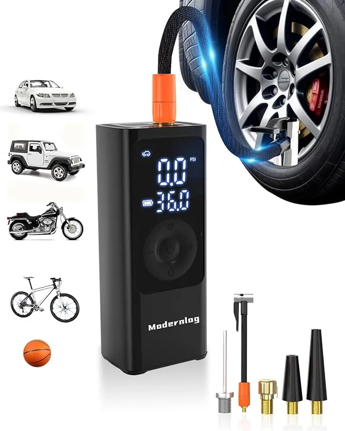 Portable Air Compressor, Tire Inflator Pump Cordless 150PSI with 6000mAh Digital Pressure Gauge 3X Fast Inflation Air Compressor