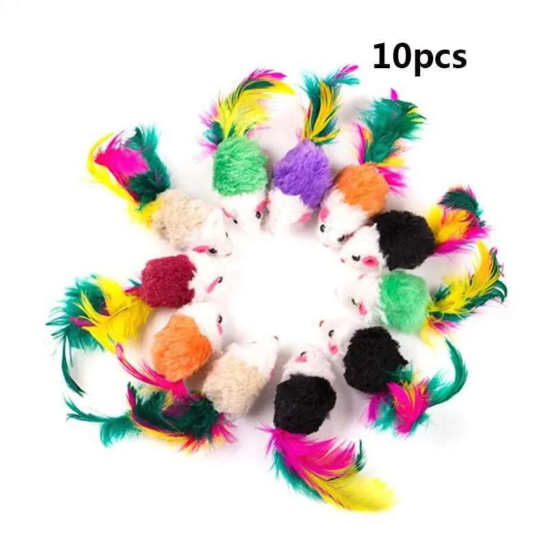 Set of Ten Mouse Pet Toys for Cats