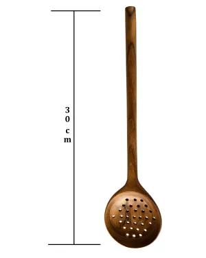 Single Teak Wood Spoon perforated quick drain SPATULA H Kitchen Utensil