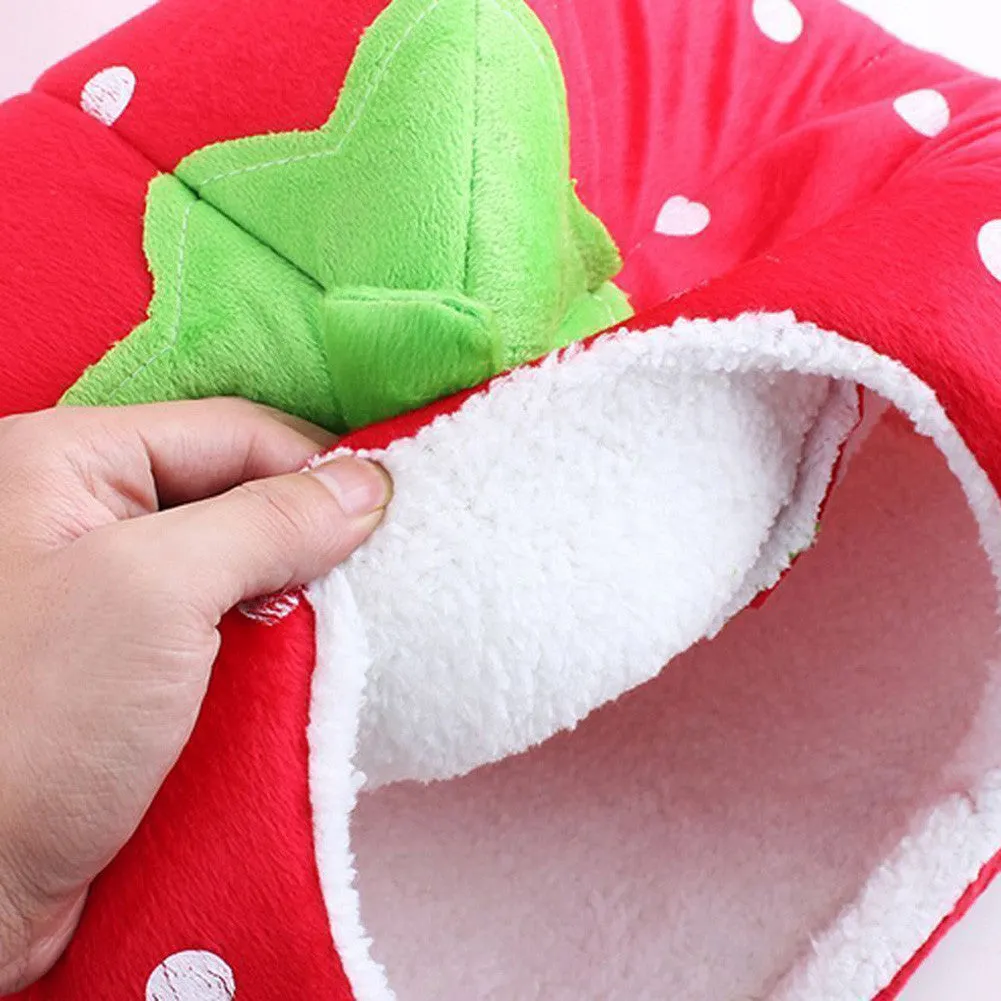 Soft Pet Cat House Leopard Strawberry Dog Bed Cute Animal Nest Foldable Puppy Dog Kennel Cat Bed High Quality