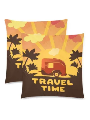 TRAVEL TIME Throw Pillow Cover 18"x 18" (Twin Sides) (Set of 2)
